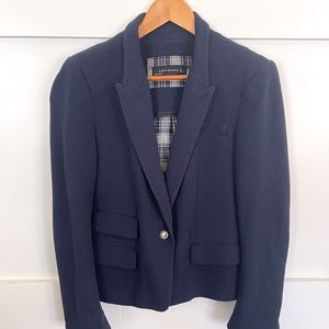 Zara Navy Blazer With Suede Elbow Pads